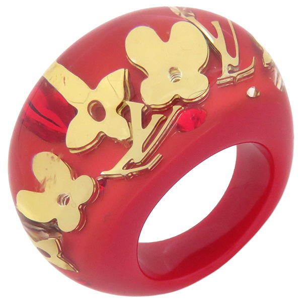 ルイヴィトン LOUIS VUITTON リング 指輪 バーグ アンクルージョン プラスチック 樹脂系 レッド 赤 モノグラム 10号 【箱】【中古】