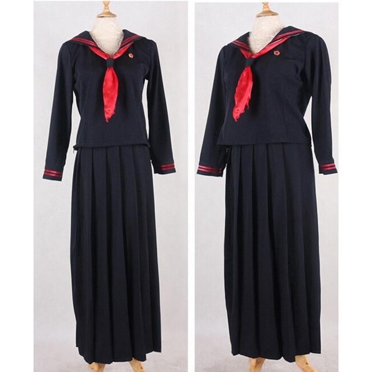 【即納】セーラー服 コスプレ 長袖 女子高生 スカート パーティーグッズ 3点セット コスチューム 仮装 衣装 大きいサイズ 高校生 制服 スクール