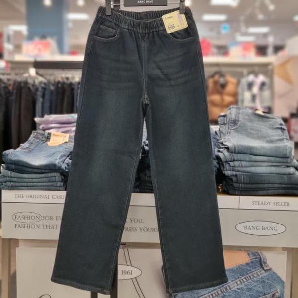 HC21 女性ウエストゴムボンディングルーズフィットジーンズ NQL981 (S42328380)