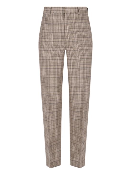 AURALEE Men Straight Pants A26SP02SN DARK BROWN CHECK Brown
