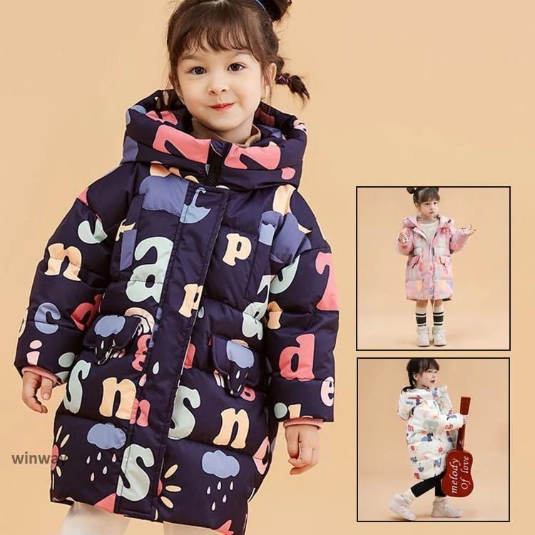 今すぐ欲しい！秋冬　ミドル丈 ダウンコート キッズ ダウンコート ミドル丈 女の子 ダウン充填81％ フード付き 子供 ダウンジャケット キッズコート アウター ダウン 軽量秋冬　ミドル丈 ダウンコー