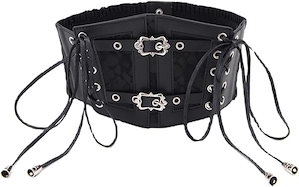 コルセットベルト ブラック レース サッシュベルト ウエストマーク 幅広 レディース ワイド ゴムベルト(ブラック)