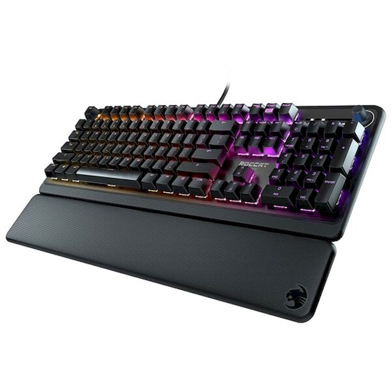 ゲーミングキーボード Pyro US 英語配列 有線 メカニカル リニア TTC フルサイズ RGB ボリュームダイヤル アームレスト 新品 ブラック ROC-12-622