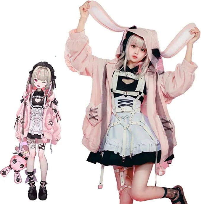 【全シリーズ発売中】 【値引き中】クリスマス コスチューム コスプレ衣装 メイド服 兎耳 ピンク サキュバス 地雷 ハロウィン コスプレ 魔界ノりりむ にじさんじ
