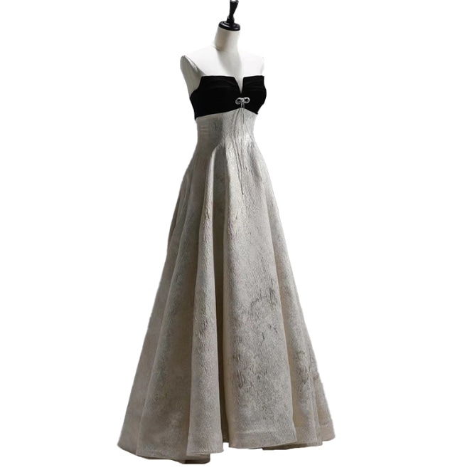 パーティードレス ベアトップ 編み上げ ピアノ演奏会/音楽会/発表会など/教会式/人前式