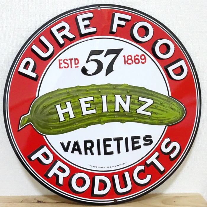 ブリキ看板 ハインツ ピクルス レッド 赤 アンティーク ガレージ 目立つ プレート 壁飾り 正規ライセンス品 アメリカン 雑貨 インテリア おしゃれ 可愛い サーファー カフェ 店舗