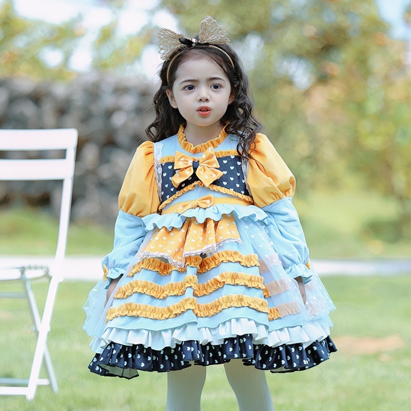 子供服 2024 冬 ロリータ ロリータ プリンセスドレス 女の子 長袖ベルベットドレス