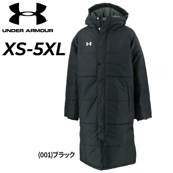 中綿コート メンズ レディース UAチーム ベンチコート ルーズ 防寒 フード付き アウター 防風 はっ水 中わた 保温 スポーツウエア/1381850【取寄】【返品不可】【ギフト不可】