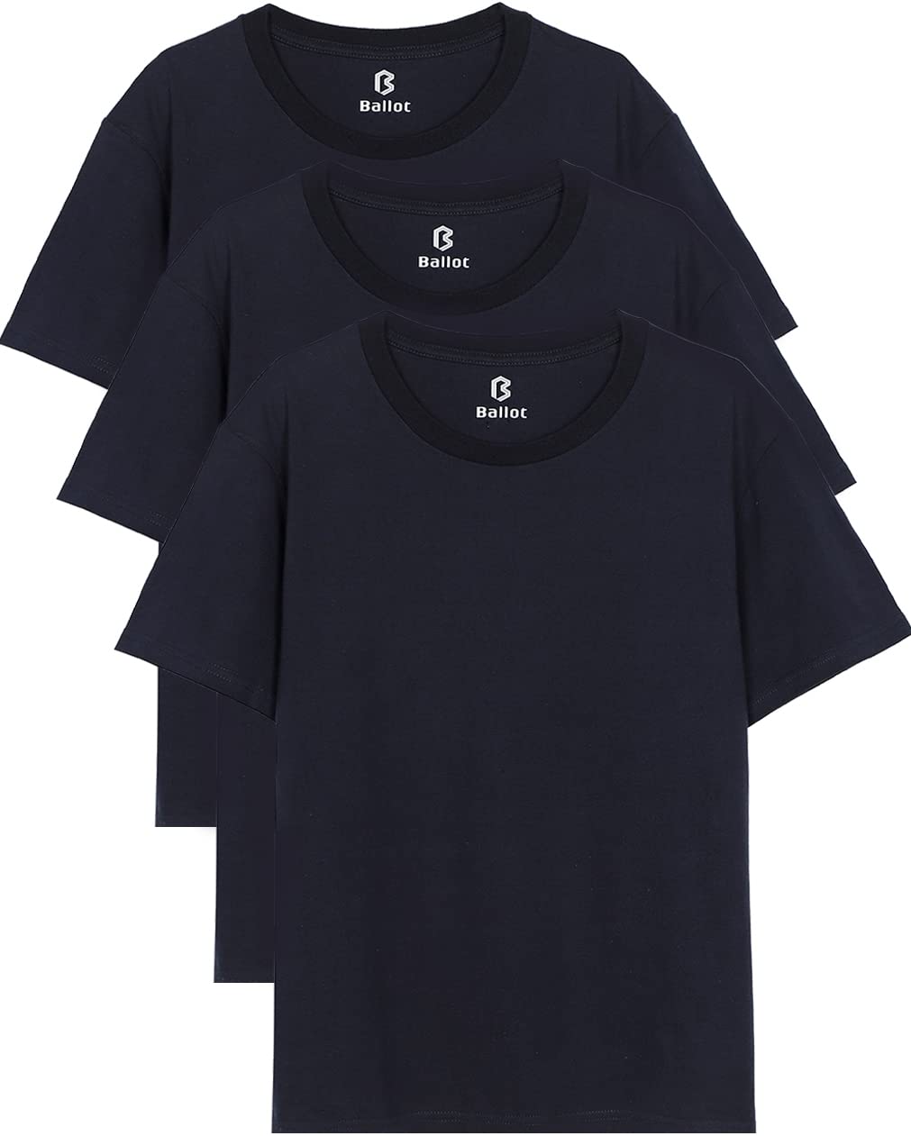 [BALLOT] Tシャツ メンズ 無地 半袖 肉厚生地 ヘビーウェイト 綿100％ 3枚組 (XL, ネイビー)