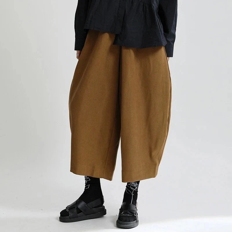 【急速出荷!】JFashion レトロ サルエルパンツ レディース ワイドパンツ スラックス ゆる 九分丈 厚手 レディース ロングパンツ 125
