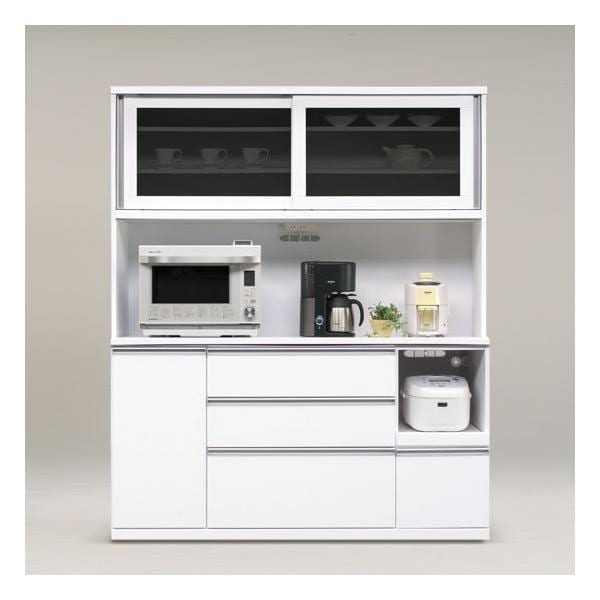 160キッチンボード　レンジ棚 北欧 オープンキッチン収納 レンジボード幅160 高さ 190 レンジ収納 棚 ラック ガラス扉