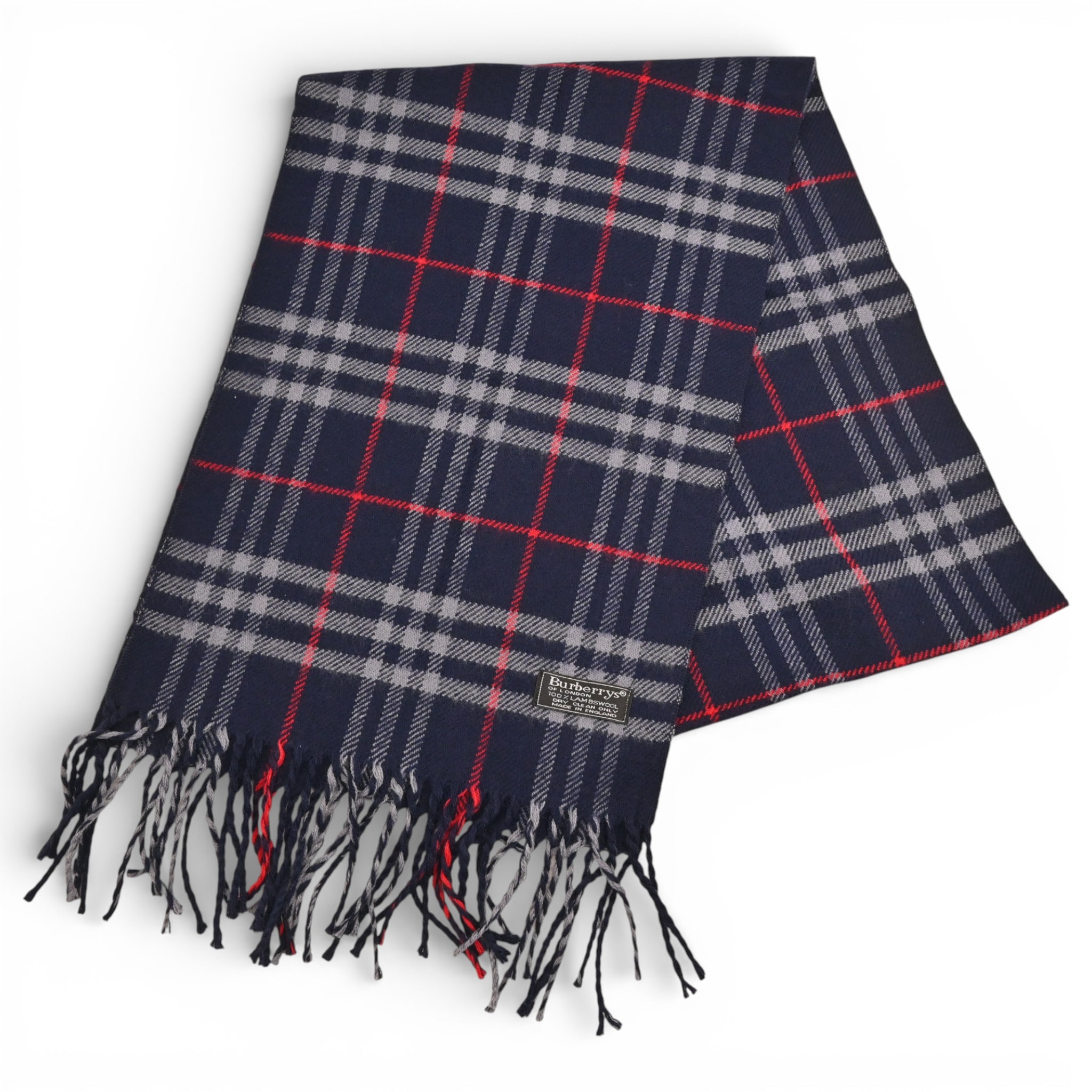 バーバリー ノバチェック マフラー ネイビー Bランク bb9906hd