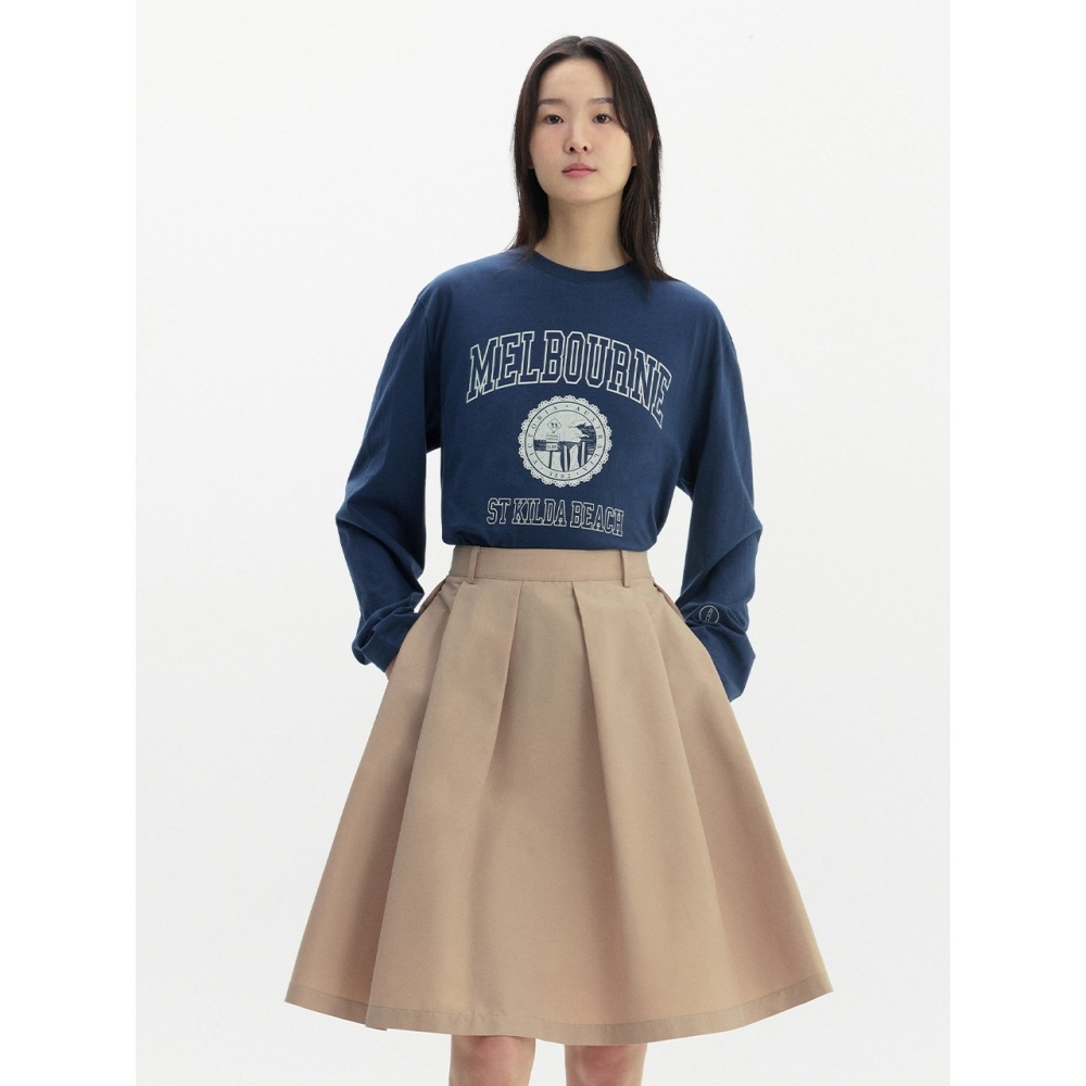 AND YOU グレンロイチンボリュームフレアミディスカート (ベージュ)