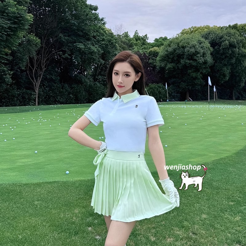 ゴルフウェア 2025 春夏 上下セット 半袖 長袖 poloシャツ Tシャツ プリーツスカ ミニスカート レディース 韓国風 速乾 スポーツ テニスウェア 白 グリーン 5,602円