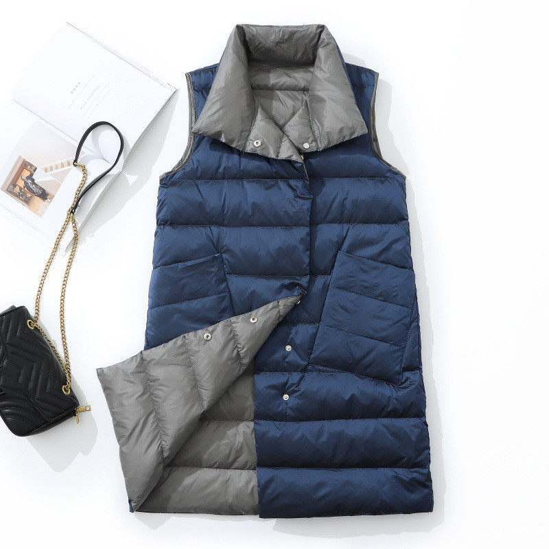 人気沸騰 ダウンベスト レディース ジレ リバーシブル ロング丈 羽織り 軽量 着痩せ シンプル きれいめ カジュアル 保温 暖かい 防寒 秋冬
