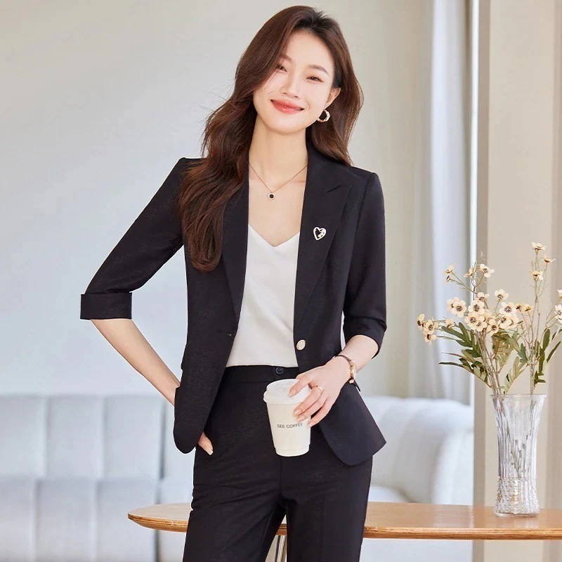 5 夏薄手 スーツ+ズボン 卒業式 ママ スーツ セットアップ 二点セット レディース スーツセット セットアップ ママスーツ パンツスーツ スーツジャケット 入学式 5