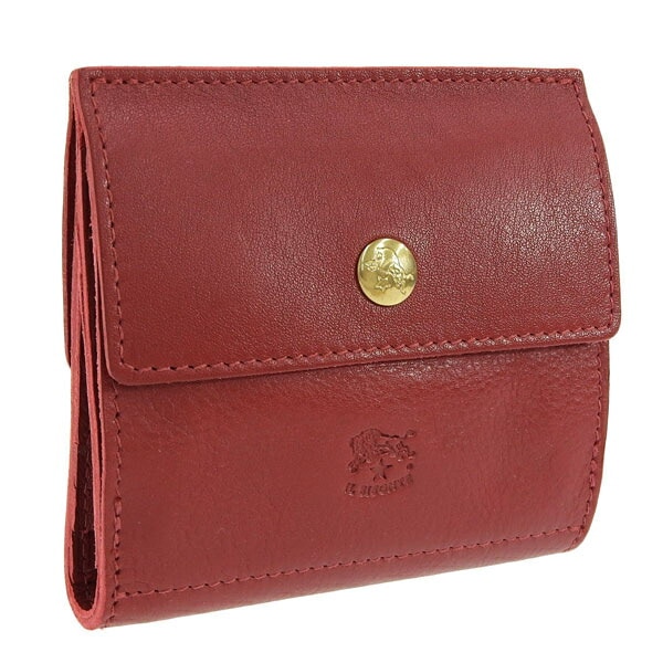 Wホック折財布 二つ折り財布 財布 レザー ルビーレッド メンズ レディース c0910p-245