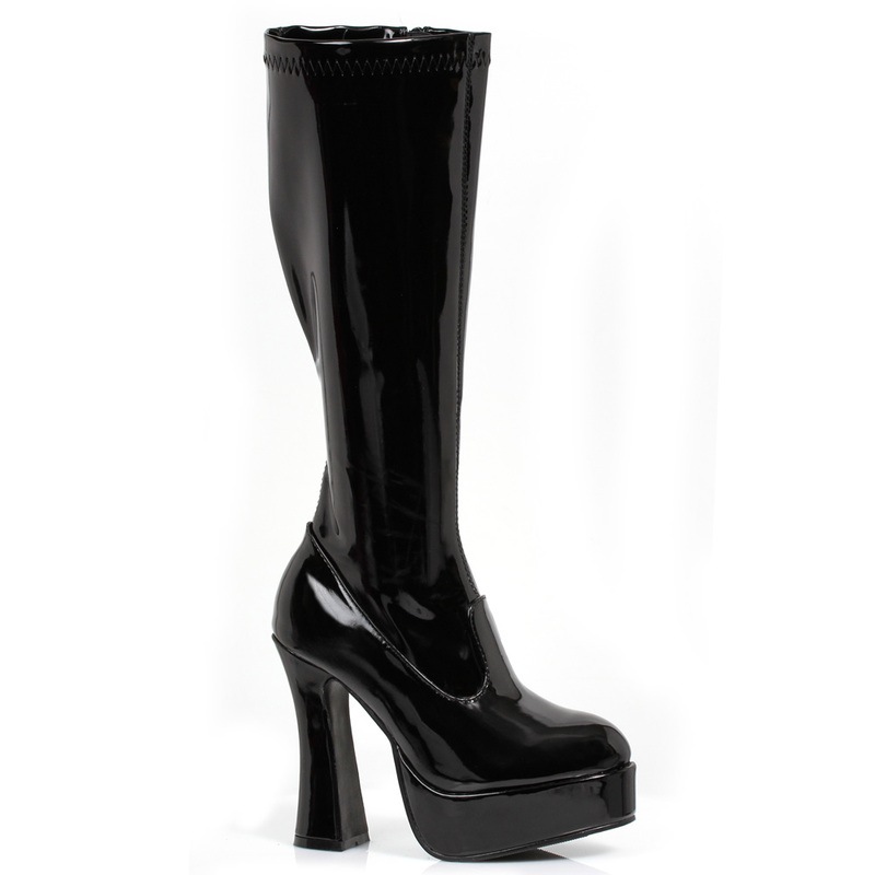 コスプレ 仮装 エナメル ニーブーツ ブラック 24cm Size 7 【 パーティー 靴 プチ仮装 シューズ パーティーグッズ ハロウィン 衣装 変装グッズ コスプレブーツ 】