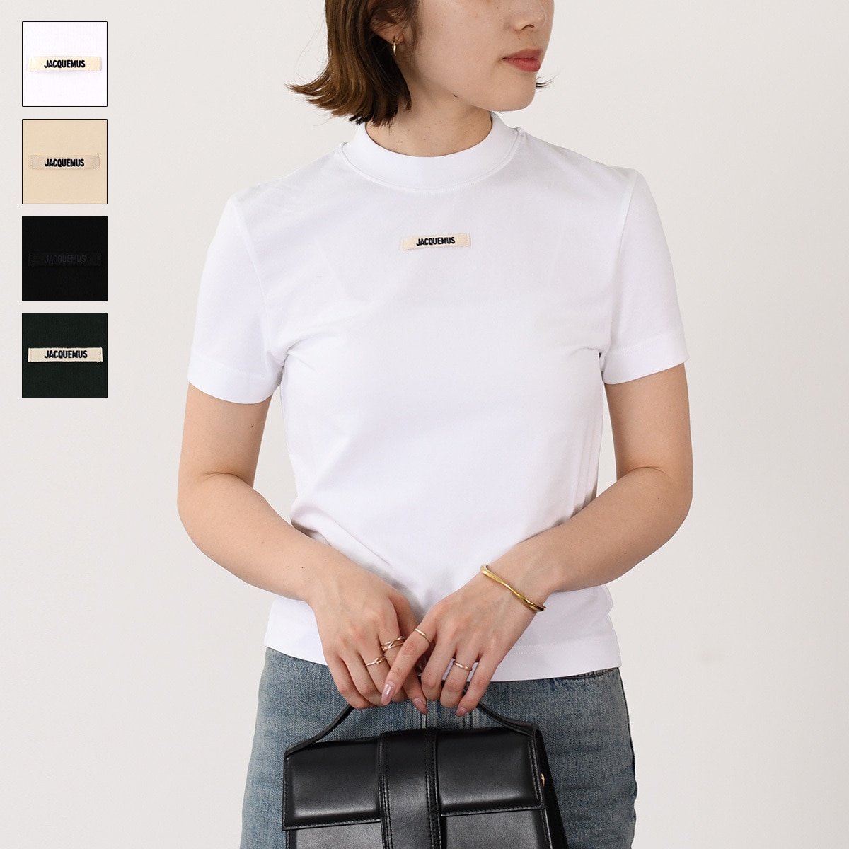 Tシャツ カットソー グログラン LE T-SHIRT GROS GRAIN 241JS133 ブラック ライトベージュ ダークグリーン ホワイト レディース 半袖