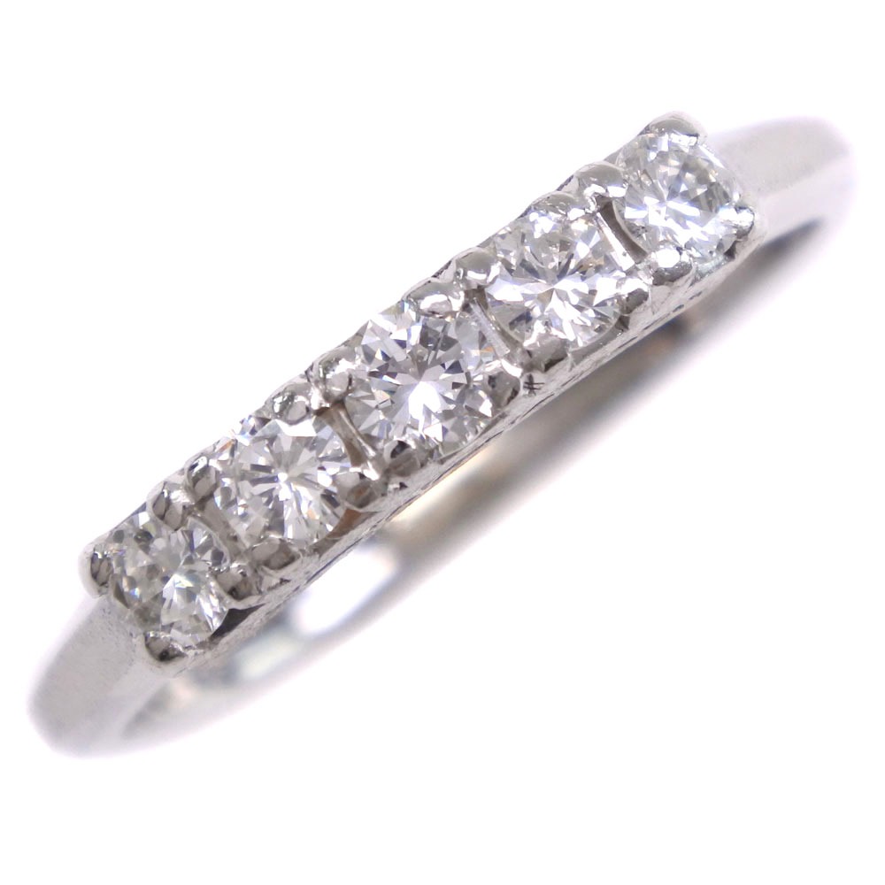 安いそれに目立つ 一文字 中古SAランク リング指輪 レディース D0.36 12.5号 ダイヤモンド Ptプラチナ 指輪