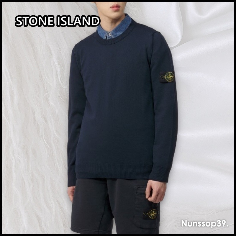 STONE ISLAND コットン クルーネック ワッペン ニット