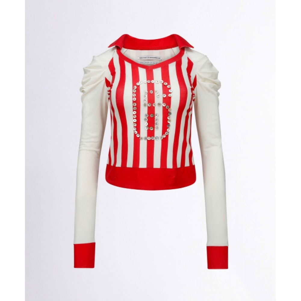 SCULPTOR グッドガールカラーTシャツレッドストライプ