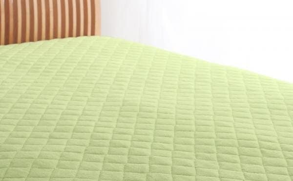 20色から選べる！お買い得同色2枚セット！ザブザブ洗えて気持ちいい！コットンタオルのパッド/シーツ [パッド一体型ボックスシーツのみ] セミダブル ペールグリーン