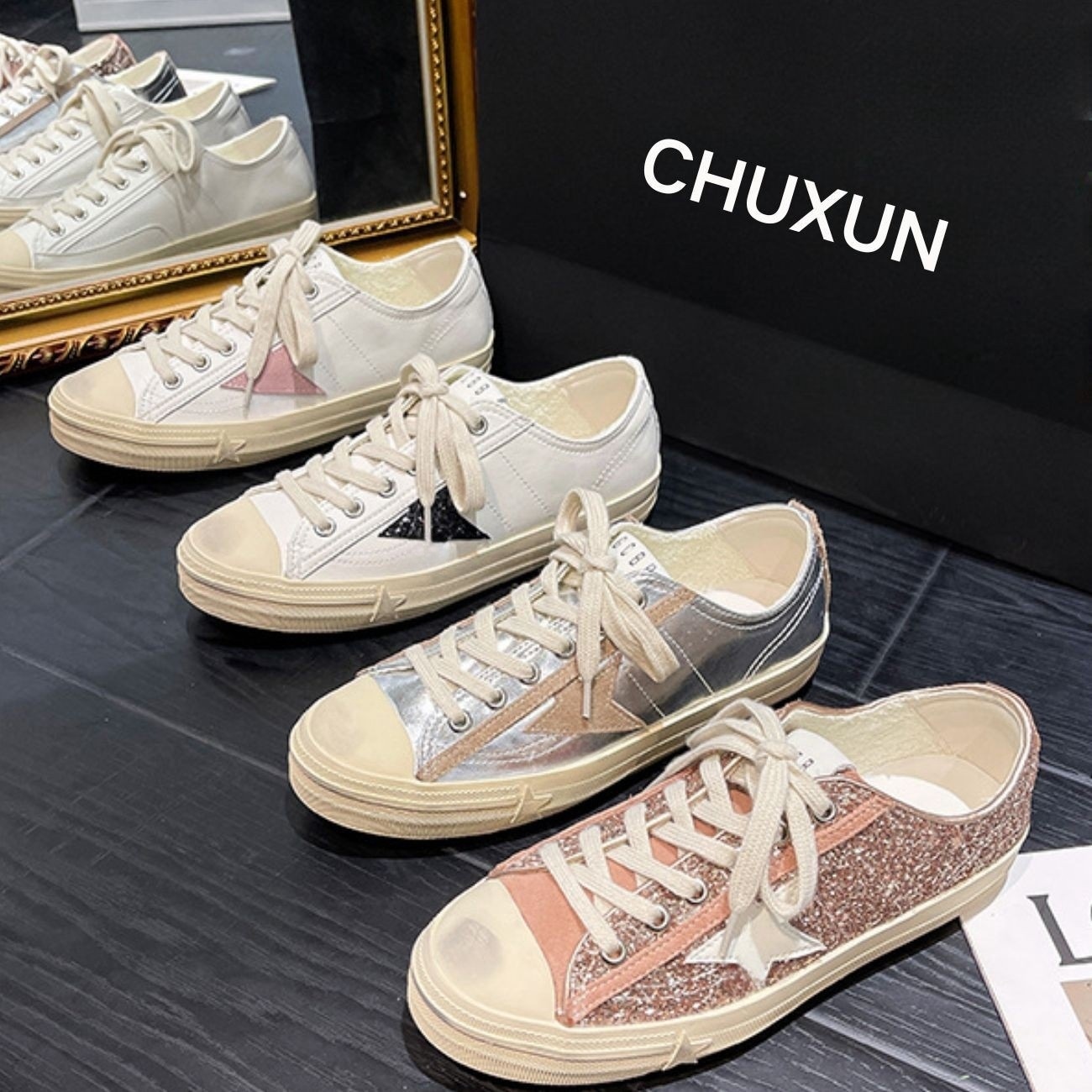 グレープママと同じスタイルのインターネットセレブのレトロな汚れた靴カジュアルで万能なキャンバスシューズスニーカー古いスター女性用の小さな汚れた靴