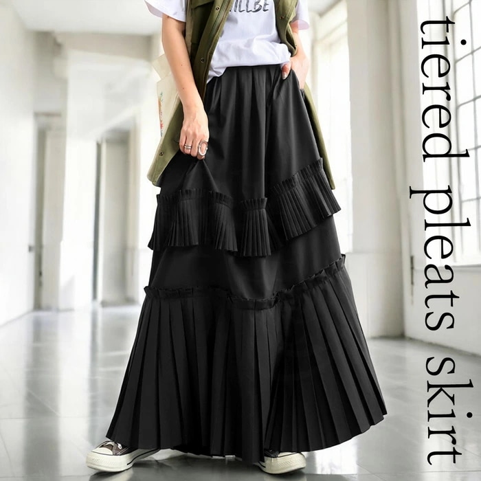 ティアードプリーツスカート スカート レディース ・メール便不可
