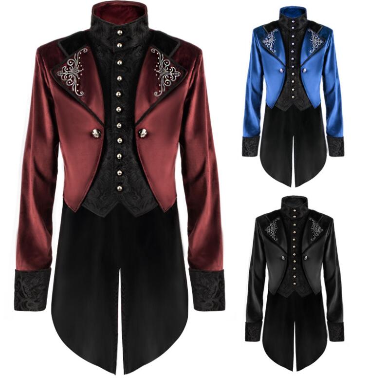 立ち襟宮廷服 ステージ衣装 燕尾服 ハロウィン衣装 タキシード ダンス衣裳 3色コスプレ衣装 中世 ヨーロッパ 舞台ステージ衣装 大人コスチューム衣装 コート魔術師 マジック クリスマスコスプレ衣