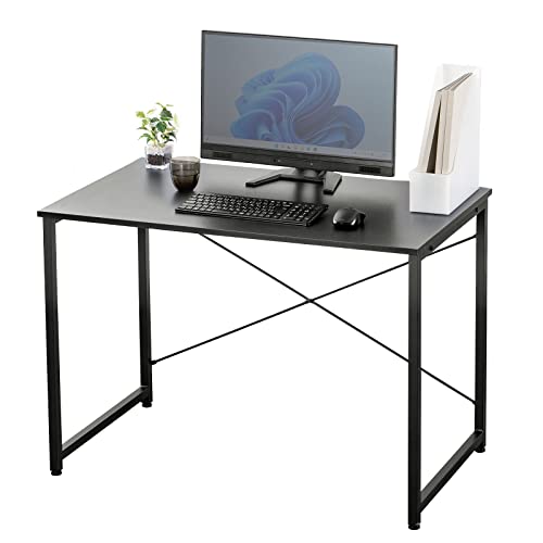 サンワダイレクト パソコンデスク 幅100奥行60cm モニターアーム対応 机 PCデスク 組立簡単 ブラック 100-DESKF003BK3