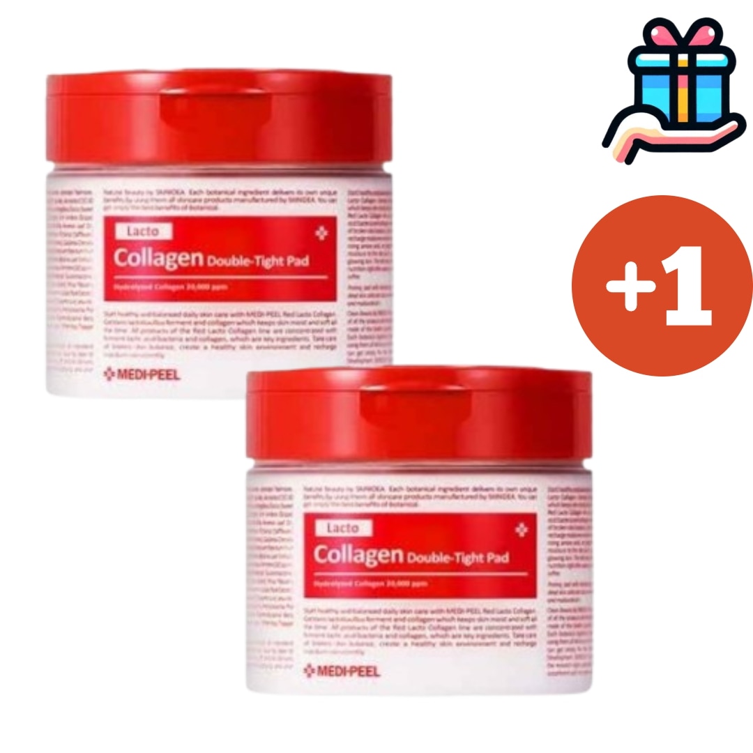 [1+1 大容量企画] レッドラクトコラーゲン ダブルタイトパッド70枚+70枚 拭き取り化粧水 ゼロ毛穴 韓国人気 しっとりとした水分チャージ もちもち弾力 水分毛穴ケア 毛穴縮小 韓国コスメティッ