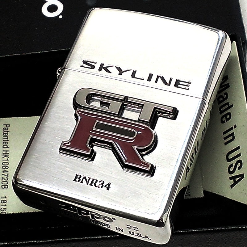 ZIPPO スカイライン GT-R R34 リアルエンブレム 日産公認モデル かっこいい 車 ジッポ ライター ロゴ メタル GTR-BNR34 銀燻し おしゃれ メンズ ギフト プレゼント 9,576円