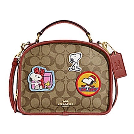 CoachPEANUTS LUNCH PAIL IN SIGNATURE CANVAS WITH PATCHES ショルダーバッグ シグネチャー スヌーピー ランチ ペール CE847 CE847