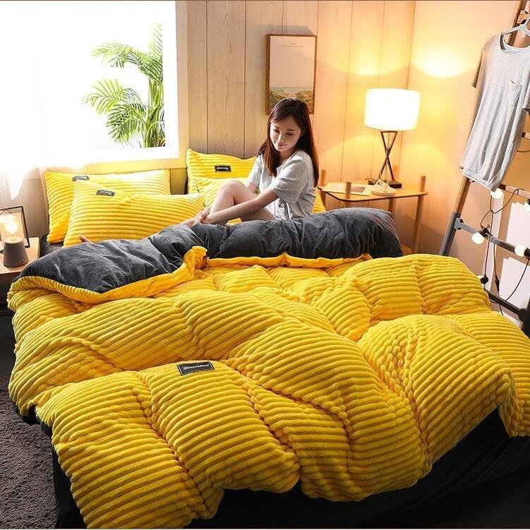 寝具セット 布団カバーセット 4点セット 布団カバー 枕カバー シートセット サンゴフリース ダブル ベッド用 防臭 防ダニ 抗菌 洗える 速乾 おしゃれ