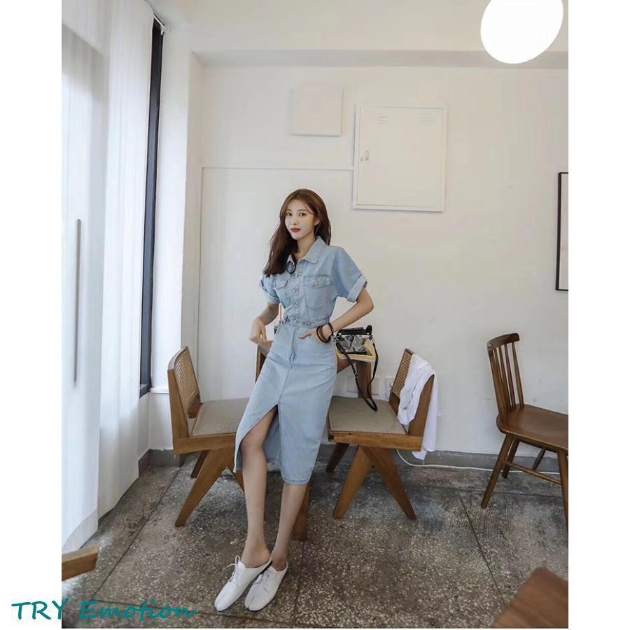 デニムワンピース レディース 40代 キレイめ マキシワンピース 春夏 半袖ワンピース 背中あき タイトスカート デニム カジュアルオシャレ 韓国風 着痩せ 大人