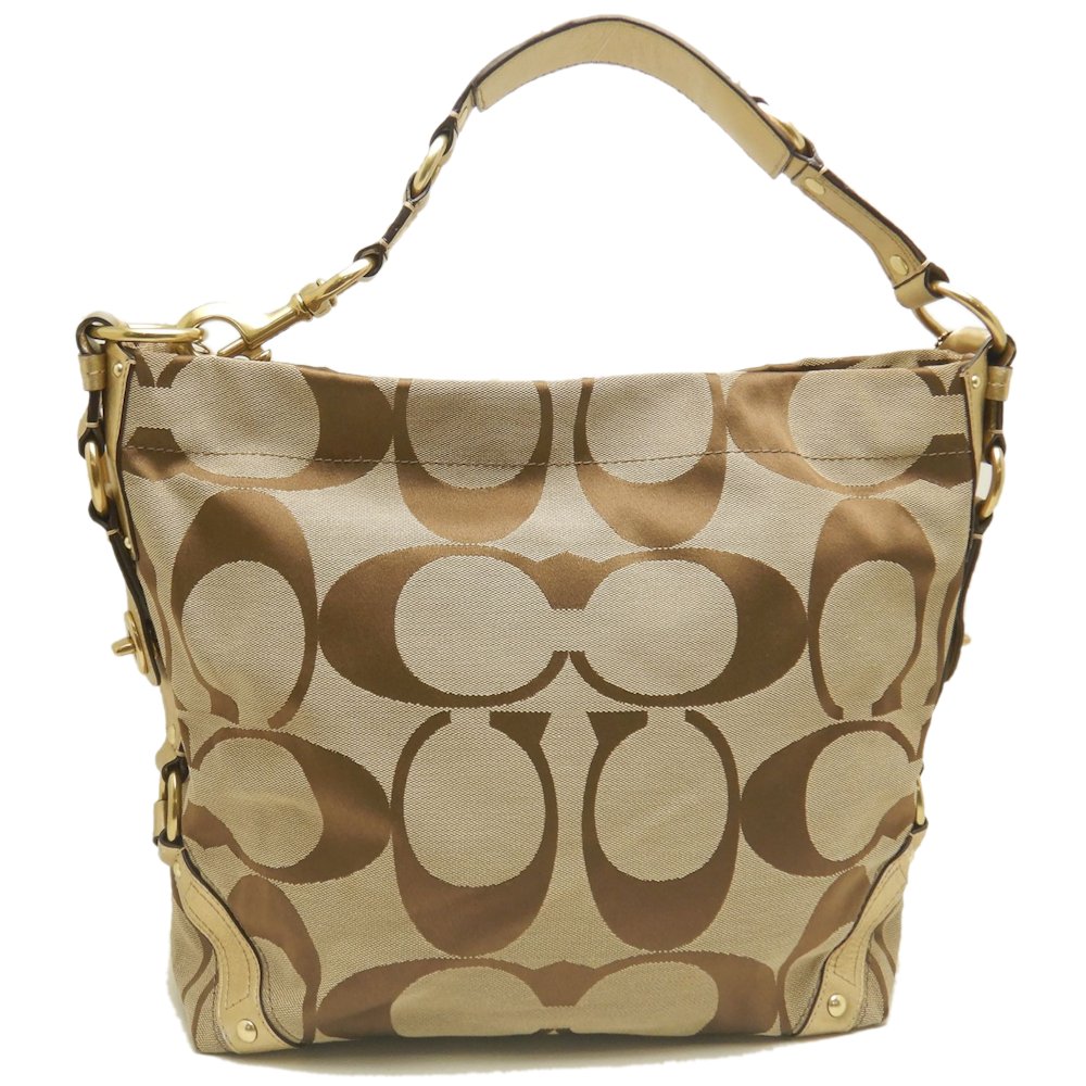 シグネチャー ワンショルダーバッグ F10620 ショルダーバッグ シグネチャー キャンバスxレザー ベージュ ブラウン アウトレット/252962【中古】