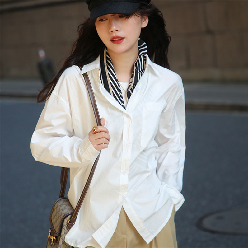 シャツコート レディース BF 風 レトロ長袖 ゆったり 塩系 ブラウス379