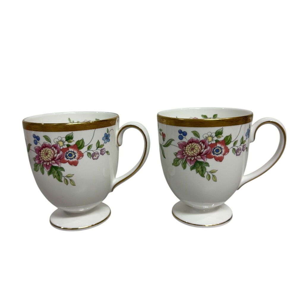 マグカップ ティーカップ コーヒーカップ 2客セット まとめて 花柄 コップ グラス 洋食器 グレース 陶器 マグカップ ホワイト ユニセックス
