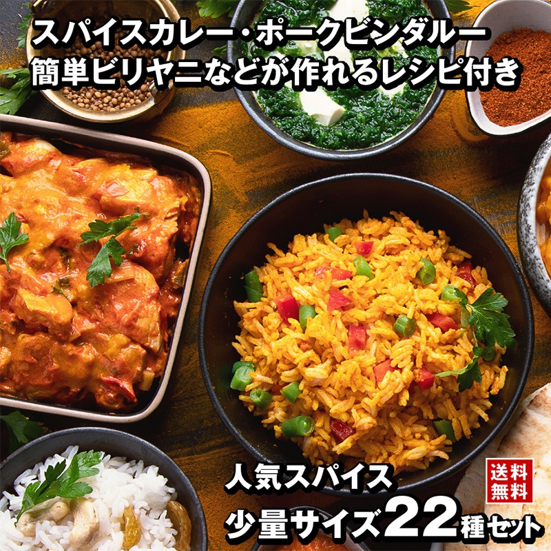 【レシピ付】 人気スパイス 少量 22種 セット チャック袋入 スパイスカレー 手作りカレー ポークビンダルー ポークヴィンダルー ビリヤニ クミン クローブ コリアンダー マスタードシード