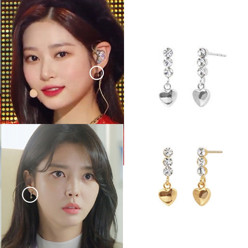 [キムミンジュオムヒョンギョンエスパニング着用][韓国の人気芸能人着用] DROP HEART 人気ジュエリー 韓国ファッションジュエリー