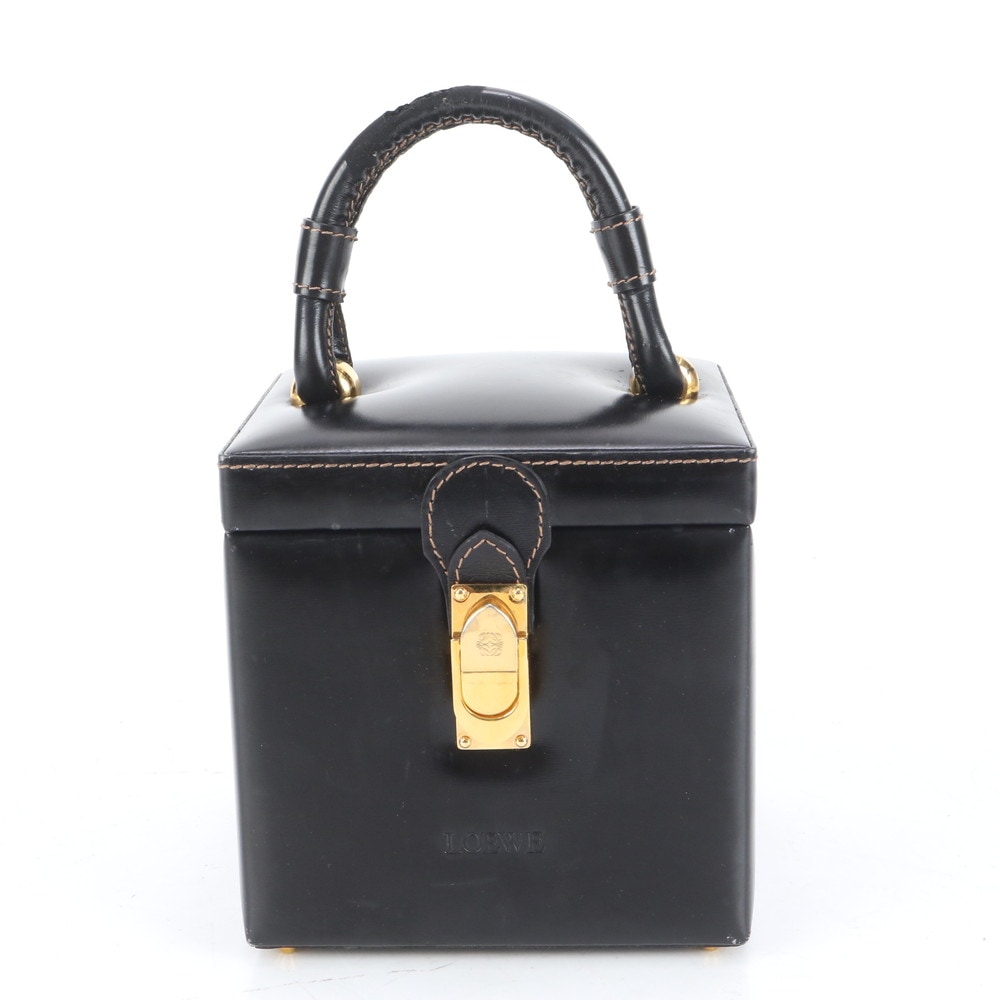 美品 ヴィンテージ アナグラム バニティバッグ レザー ハンドバッグ トート レディース RRE CQ27-10 中古