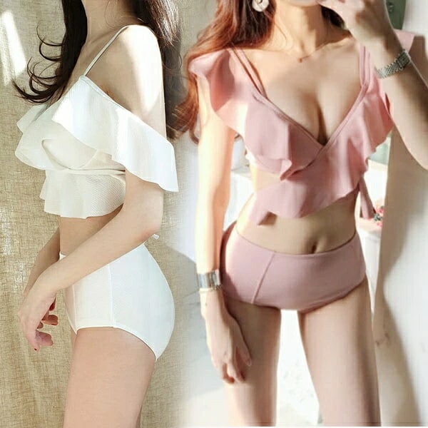 ビキニ 水着 レディース セクシー オフショルダービキニ 肩出し 上下セット かわいい プチ胸 海 ビーチ 沖縄 プール 海の日 パッド ピンク ホワイト M L 2L df026t2t2t2 4,739円
