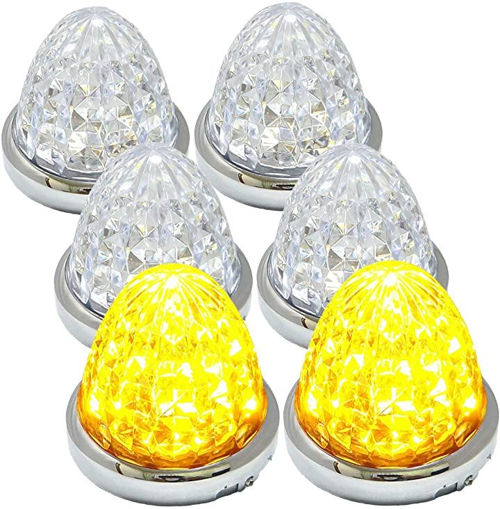 24V トラック用 LED マーカーランプ サイド 8面クリスタルカット仕様 16LED メッキリング 汎用 6個 セット ブルー/イエロー/レッド/ホワイト 各色( オレンジ)