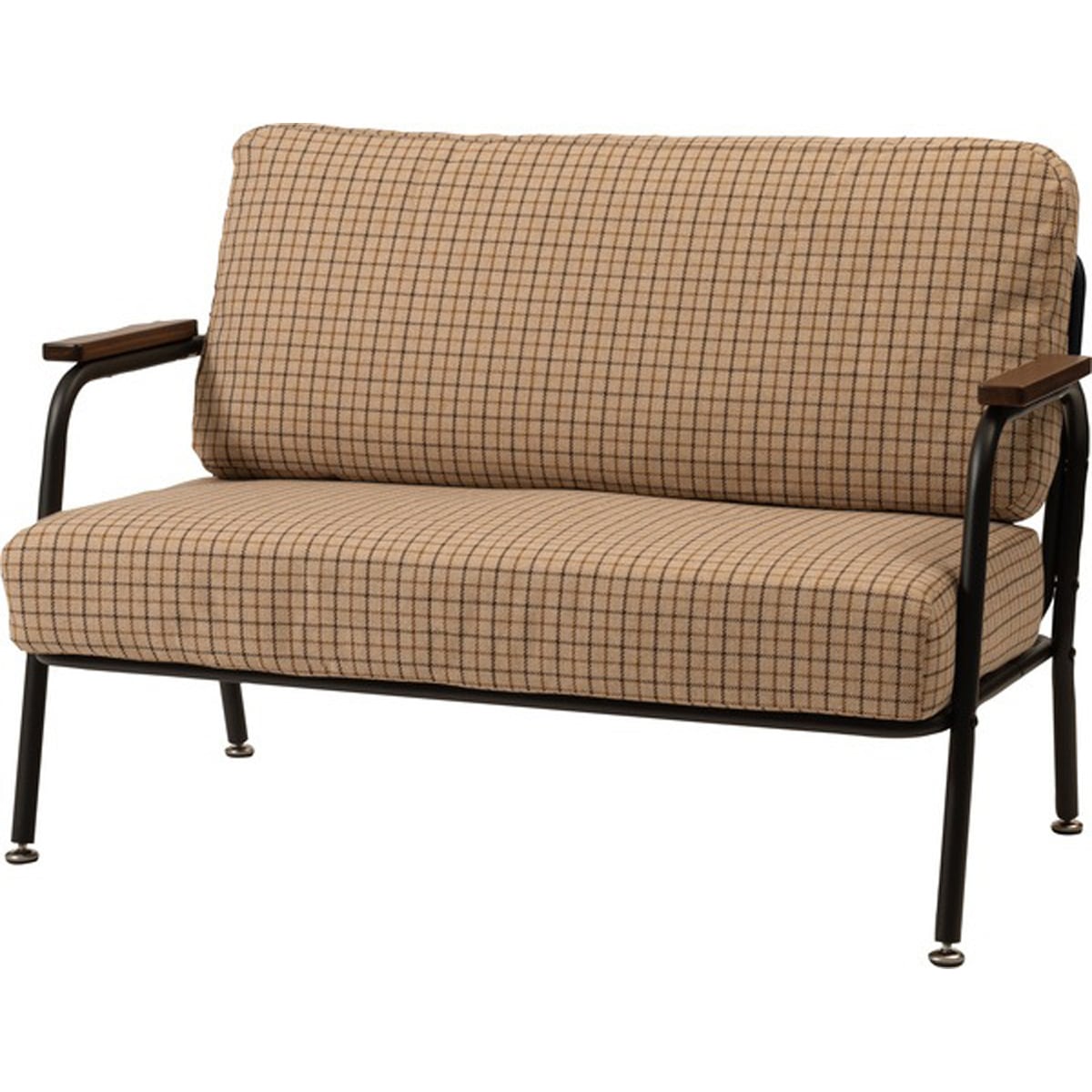 ソファ RKC-102BE RKC-102GY ソファー 二人掛け 二人用 おしゃれ スチール パイプ 肘掛け コンパクト レトロ チェック柄