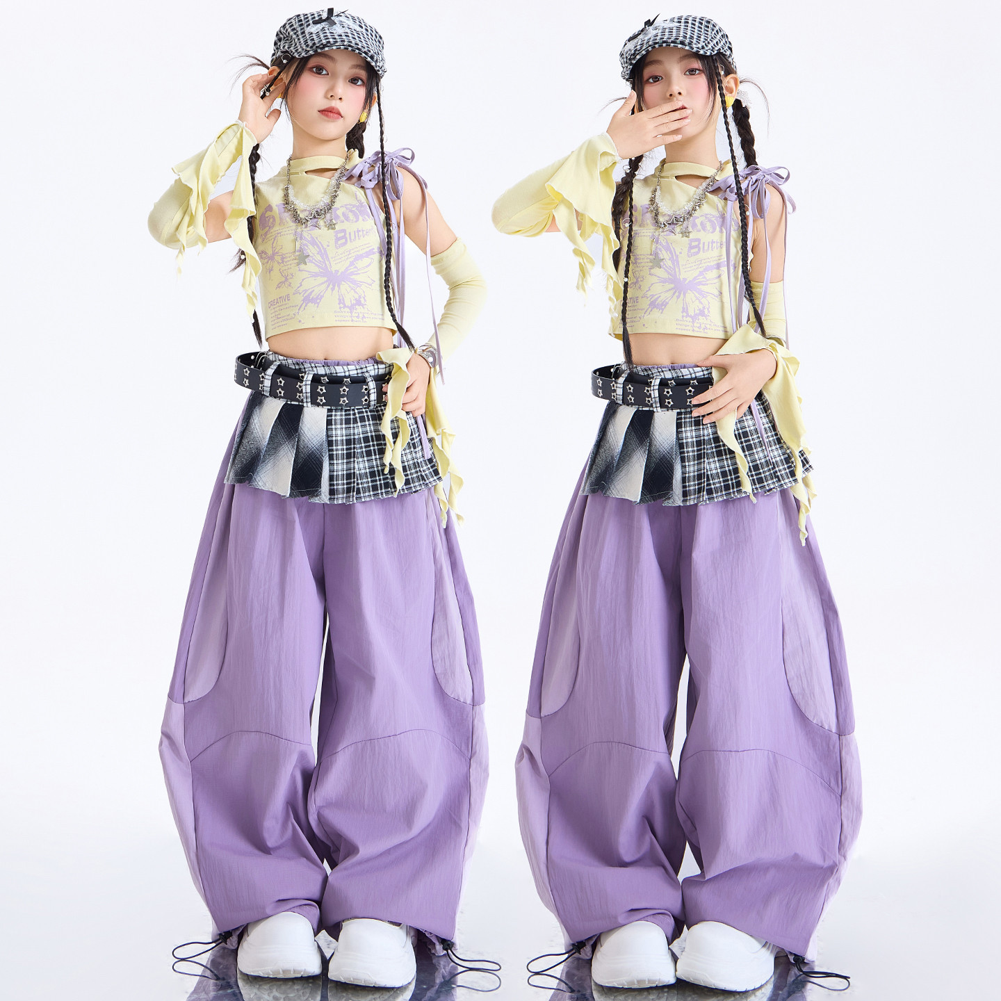 クールガール クロップトップス ジャズダンス女児衣装ヒップホップストリートダンスガールズファッションクールでスタイリッシュなガールズグループのランウェイパフォーマンス衣装ストリートステージパフォ