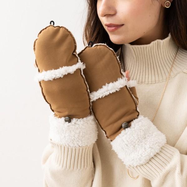 手袋 ボンデッド フリース フリップ ミトン フィンガーレス手袋 ベージュ レディース 22706 CHE