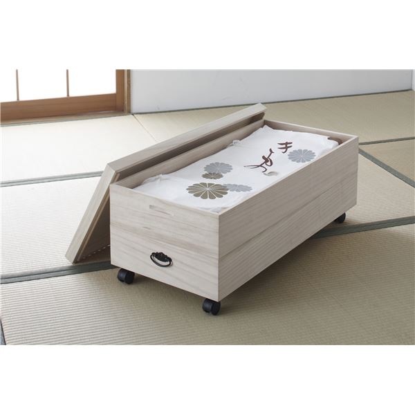 総桐衣裳ケース/桐箱 (2段) 幅91cm 積み重ね可 キャスター付き 日本製 (完成品)