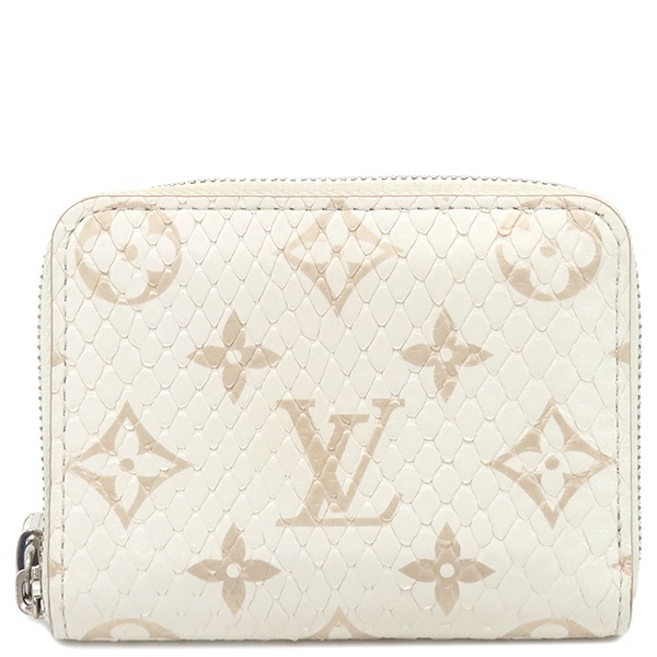 ルイヴィトン LOUIS VUITTON コインケース ジッピー コインパース パイソン ホワイト シルバー金具 コンパクトウォレット ラウンドファスナー 財布 小銭入れ 白 N97726 IC読み込