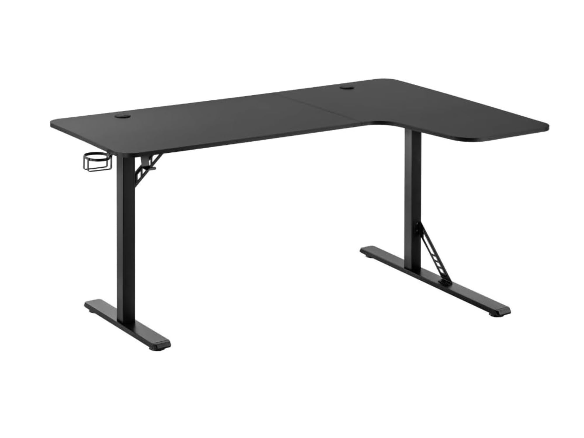 ゲーミングデスク L字型 幅160cm PCデスク デスク 机 コーナーデスク ラック付き カップホルダー付き 在宅勤務 組立簡単 ALZGMDL-1 (ALZGMDL-1-R) 93348